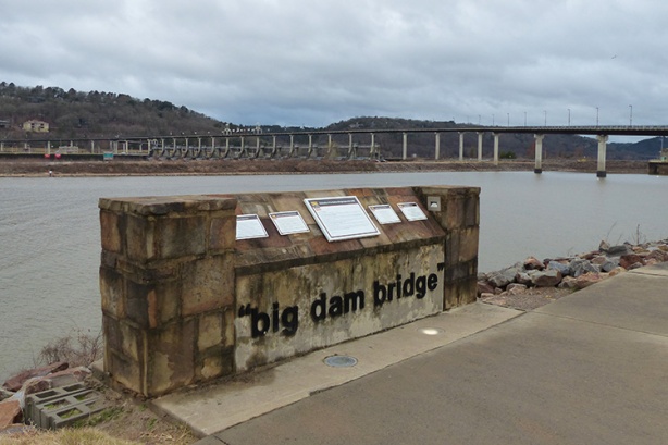 Big Dam Bridge at mile 18 of 3 Bridges Marathon