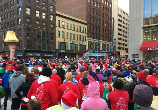 View of the start line at A Christmas Story Run 2019