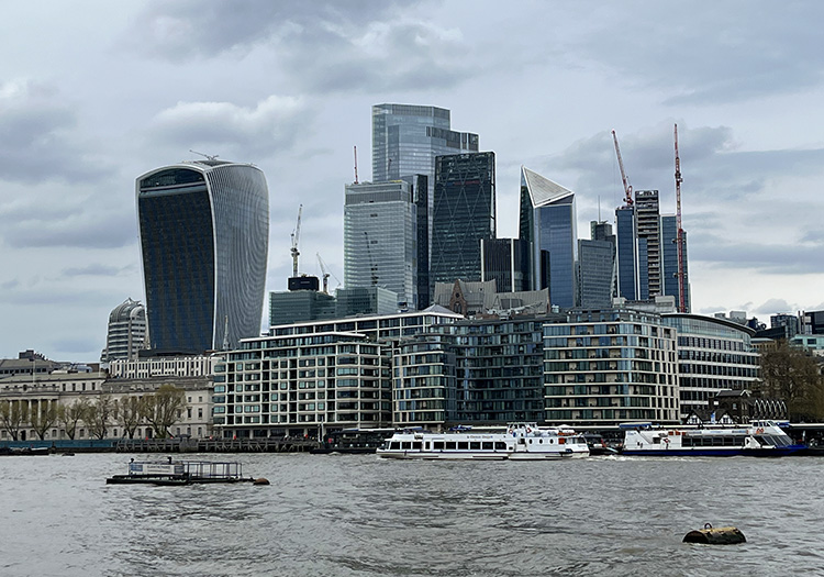 City of London financial district, including the distinctive 20 Fenchurch Street building aka the Walkie-Talkie